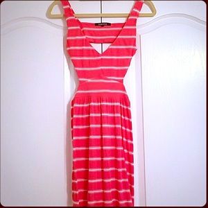 Ocean Drive Stripped Coral Sundress with Cutouts